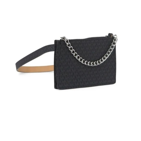 NWOT Michael Kors Black MK Belt Bag with Pull Chain. Perfect size for iPhone too - Picture 7 of 7